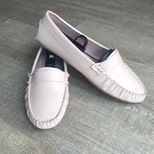 Light pink vegan leather driving loafers